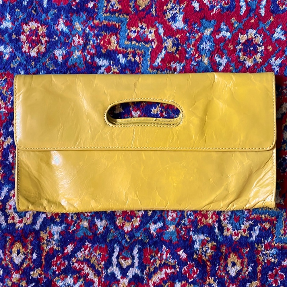 Hobo Mustard yellow distressed clutch